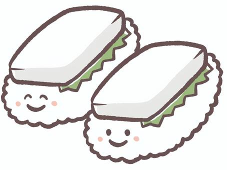 美味しい料理。大葉えんがわのお寿司 寿司,大葉,えんがわ,魚,回転寿司,飲食店,お店,お米,酢飯,ご飯のイラスト素材