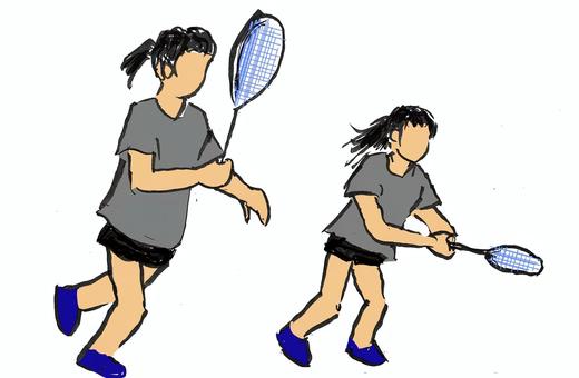 バトミントンダブル バトミントンダブル バトミントン,女性,大会,選手,試合,生徒,ダブル,二人のイラスト素材