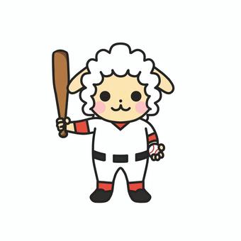 野球のユニフォームを着た動物　ヒツジ 野球,バット,ボール,ユニフォーム,試合,練習,スポーツ,チーム,打者,バッティングのイラスト素材