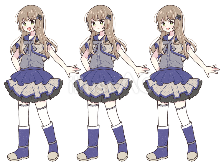 アイドルの女の子立ち絵素材3種 3-1 立ち絵,女の子,表情のイラスト素材