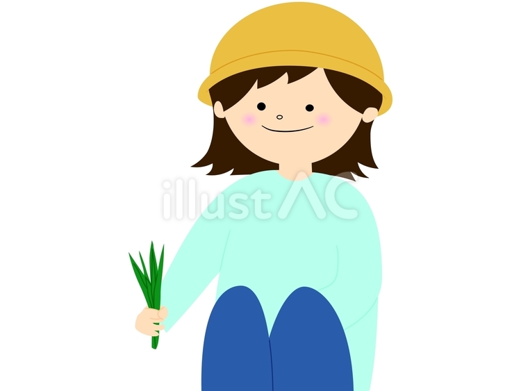 草むしりをする女性（主線なし） 草取り,草抜き,草むしりのイラスト素材