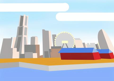 横浜みなとみらいシンプルイラスト 横浜,みなとみらい,シンプル,神奈川,中区,kanagawa,yokohama,minatomirai,illustrationのイラスト素材