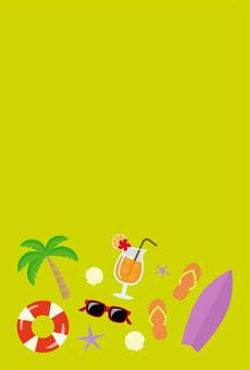 おしゃれな夏のポストカード06 夏,背景,海,マリン,マリングッズ,ビーチ,暑中見舞い,暑中お見舞い,暑中見舞いはがき,はがきのイラスト素材