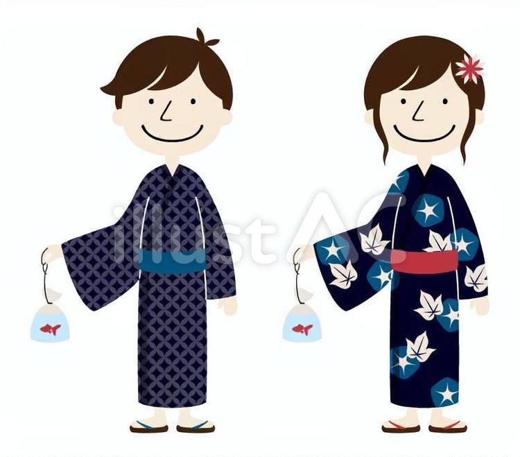 夏祭りの人(金魚) 3 夏,夏祭り,人物のイラスト素材