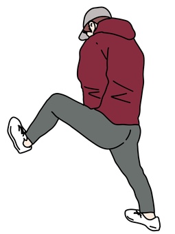何かを蹴る男性 何かを蹴る男性 男性,背中,蹴る,靴,キャップ,帽子,片足,上げる,おしゃれ,フードのイラスト素材