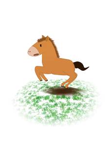 2026_年賀状21 馬,午,仔馬,前進,走る,駆ける,草原,躍動感,元気,かっこいいのイラスト素材