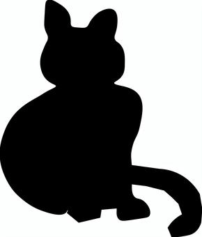 猫　イラスト　シルエット　１ 猫,お座り,にゃんこ,癒し系,のんびり,丸い,イラスト,黒のイラスト素材