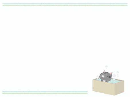 お風呂に入るさばとら猫（フレーム） お風呂,猫,さばとら,動物,かわいい,入浴,フレームのイラスト素材