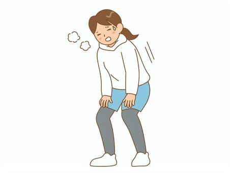 運動後に息が上がるダイエット中の女性 女性,息切れ,へとへと,ダイエット,有酸素運動,運動,減量,走る,ジョギング,ランニングのイラスト素材