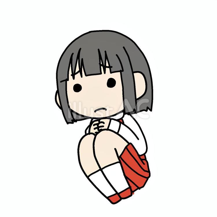 丸まった小学生女子 小学生,丸まる,不安のイラスト素材