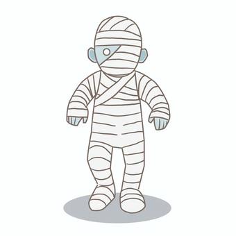 ミイラ男 人物,男性,ミイラ男,全身,ハロウィン,秋,仮装,包帯,ぐるぐる巻き,白のイラスト素材