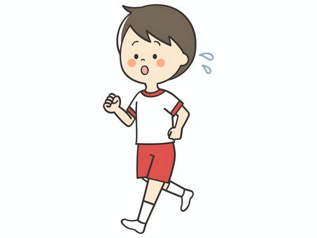 走る体操服の男の子 走る,歩く,運動,マラソン,持久走,学校,小学校,体育,授業,子供のイラスト素材