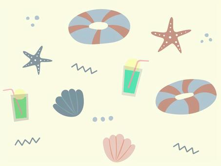 Beach accessory set, a float, starfish, shell, JPG and PNG