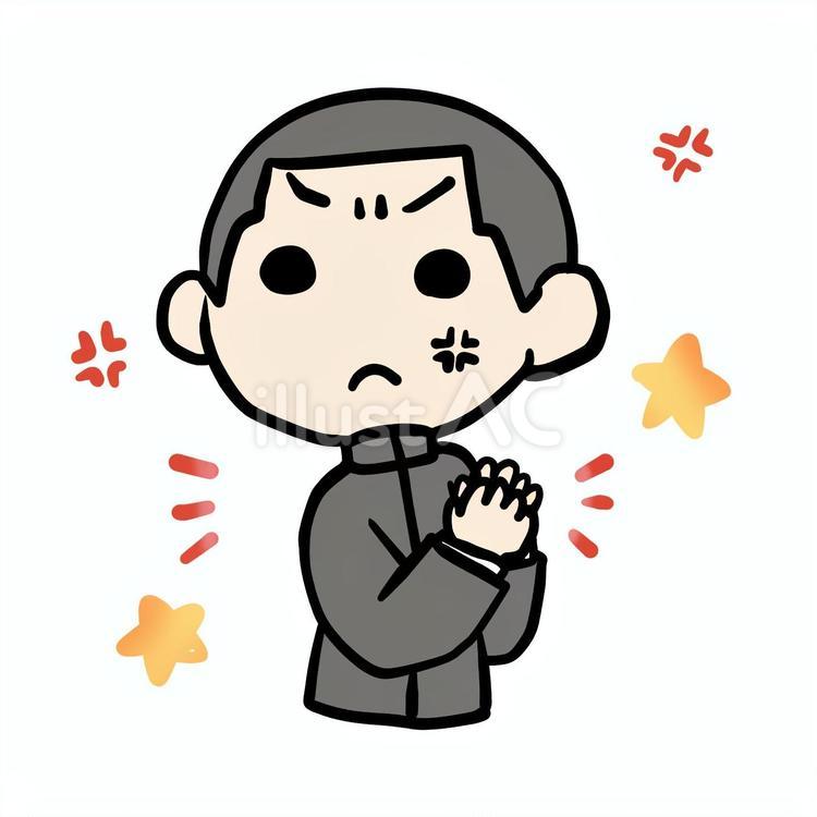 怒って手を打つ学生少年 学生,手,怒るのイラスト素材