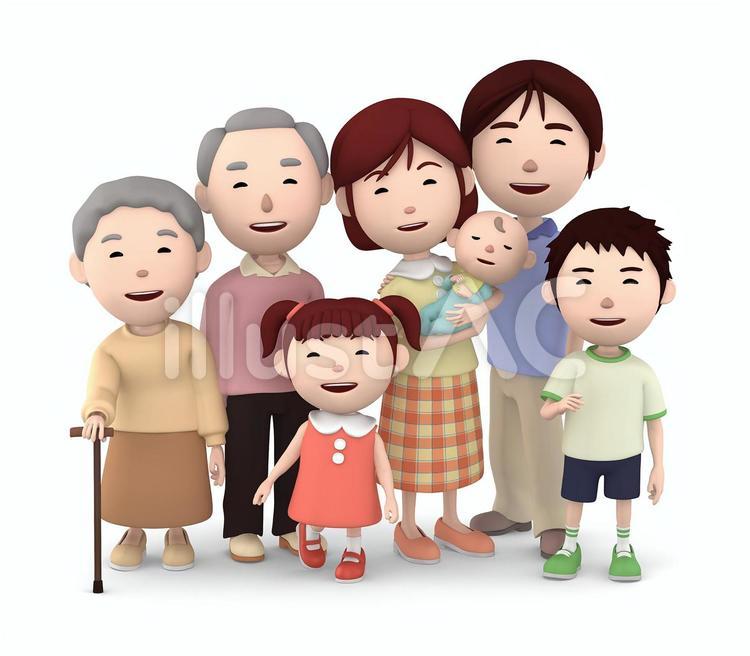 三世代家族 02 家族,三世代,ファミリーのイラスト素材