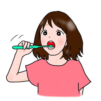 歯磨きをする女の子 歯磨きをする女の子 歯磨き,子ども,少女のイラスト素材