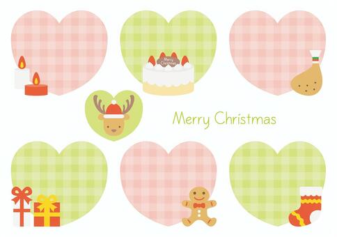 かわいいクリスマスのフレーム-8 冬,クリスマス,イベント,プレゼント,トナカイ,クリスマスケーキ,ロウソク,クリスマスチキン,ジンジャーブレッドマン,靴下のイラスト素材