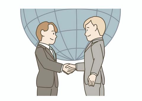 グローバルビジネスの握手 ビジネス,握手,グローバル,国際,海外,外国人,ビジネスマン,合意,契約,パートナーシップのイラスト素材
