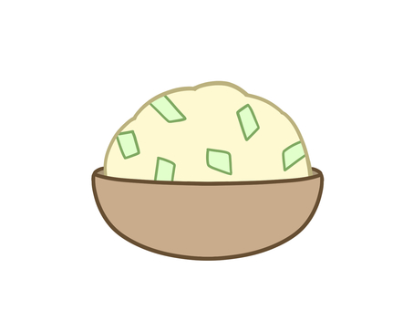 線色付きコルカノン　イラスト 食べ物,料理,コルカノン,伝統,ボウル,キャベツ,サラダ,ハロウィン,アイルランド,アイリッシュのイラスト素材
