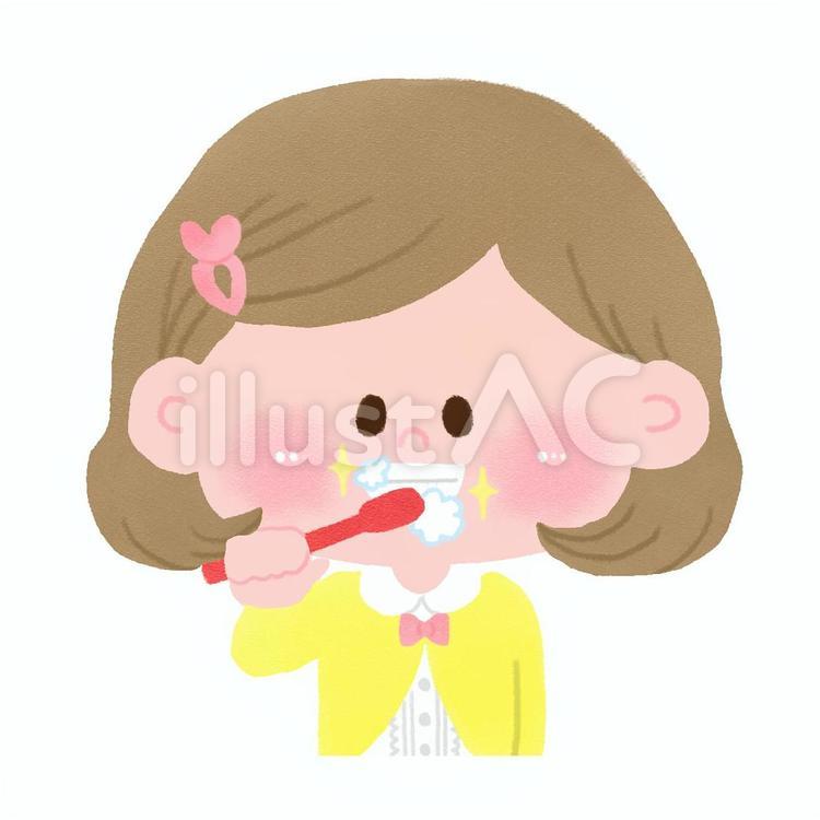 歯みがきをしている女の子 歯みがき,歯,磨くのイラスト素材
