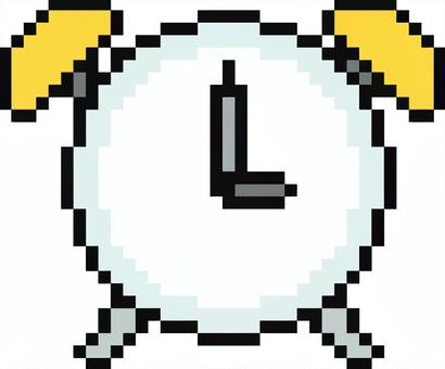 ドット絵のグレーの目覚まし時計です。 ドット絵,目覚まし時計,シンプル,時計,時間,アラーム,起床,朝,モーニング,早起きのイラスト素材