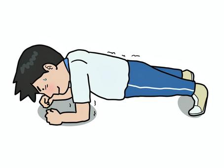 体操のお兄さん（プランク） 男性,若者,体操着,体育,汗,ジャージ,プランク,筋トレのイラスト素材