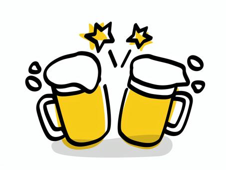 Cheers with beer_color shift loose picture, beer, a mug, bubble, JPG, PNG and AI