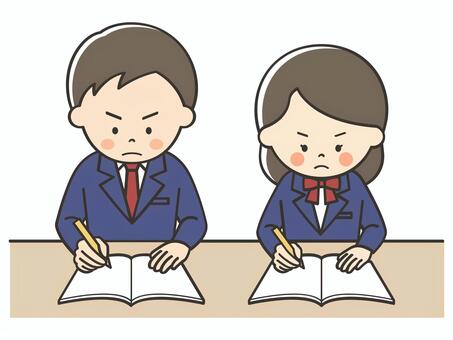 真面目に勉強をする学生 勉強,宿題,学習,女子高校生,テスト勉強,テスト,学ぶ,学び,課題,塾のイラスト素材