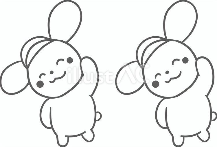 体操するうさぎたちの線画 うさぎ,シンプル,体操のイラスト素材