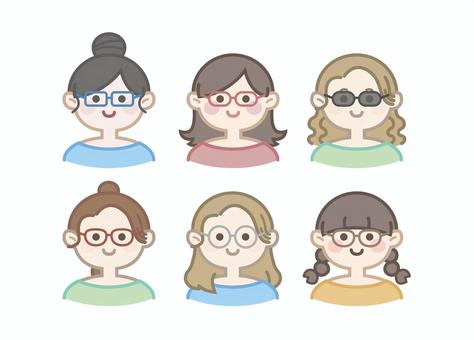 眼鏡をかけた女の子 イラストセット 眼鏡をかけた女の子 イラストセット めがね,サングラス,丸めがね,女の子,女性,デザイン,人物,人,キャラクター,金髪のイラスト素材