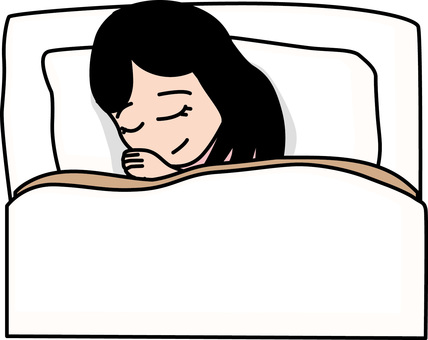 睡眠女子 睡眠,快眠,布団,寝る,寝室,健康,夜,若い,女子のイラスト素材