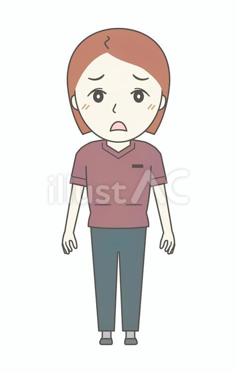 人物全身｜医美系｜気が重い 女性,元気ない,憂鬱のイラスト素材