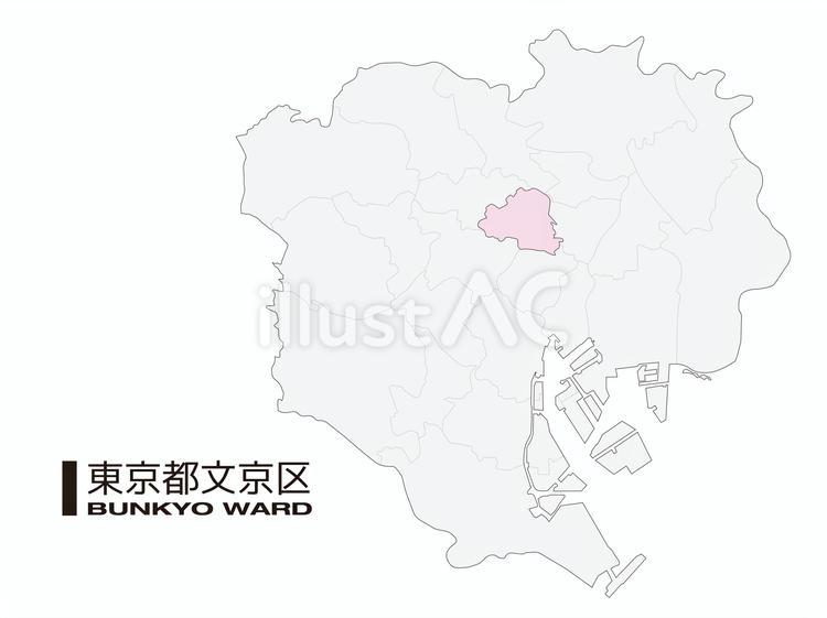 東京都文京区の位置地図_01 文京区,東京都,23区のイラスト素材