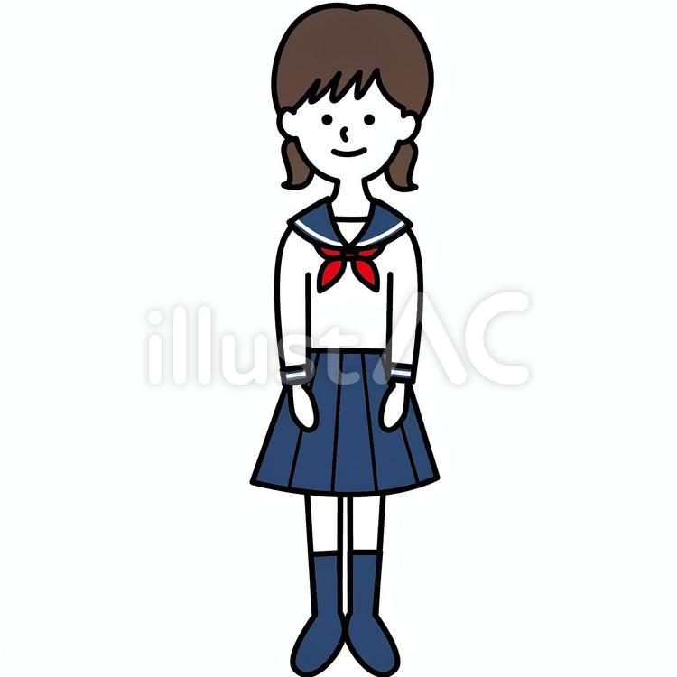 セーラー服の女の子 制服,生徒,中学生のイラスト素材