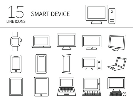 smart device set, komputer pribadi, smartphone, smartphone, JPG, PNG and EPS