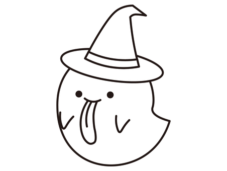 線画のハロウィンおばけ おばけ,ハロウィン,白黒,線画,かわいい,秋,10月,ゴースト,幽霊,シンプルのイラスト素材