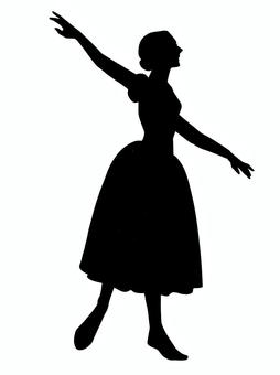 両手を広げて立つバレリーナ 女性,女,女の子,人間,人,シルエット,影絵,黒,シック,シンプルのイラスト素材