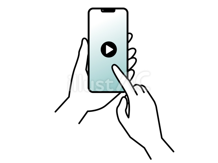 再生ボタンが表示されたスマホ画面_縦02 スマホ,再生,動画のイラスト素材