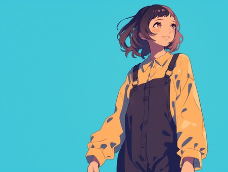 オーバーオールの少女