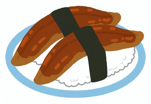 寿司(あなご02) 寿司(あなご02) 穴子,魚,寿司,食べ物,和食,シャリ,日本食,海苔,皿,回転寿司のイラスト素材