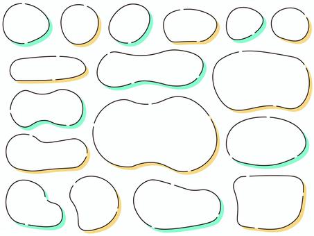 ポップな流体フレームセット 緑 オレンジ フレーム,吹き出し,流体シェイプ,パステル,セット,ポップ,かわいい,緑,黄色,オレンジのイラスト素材