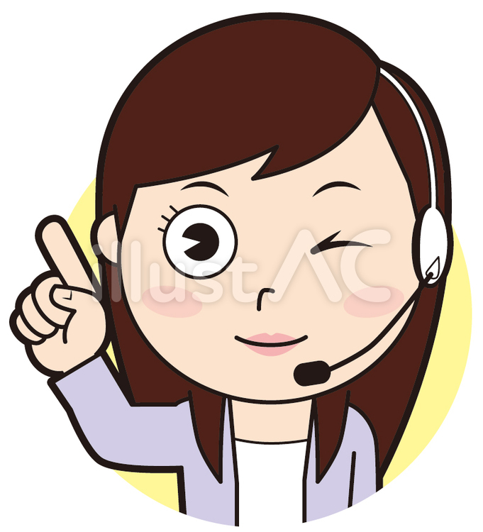 指差し女性コルセンスタッフ（ウインク） 指差し,ポイント,チェックのイラスト素材