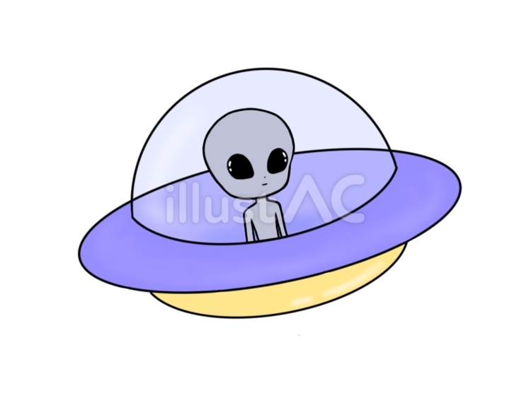 UFOに乗った宇宙人 ufo,uap,円盤のイラスト素材