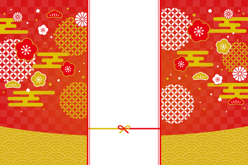 赤色メインのお正月背景イラスト チラシ,pop,ポスター,背景,広告,sns,web,おしゃれ,可愛い,アートのイラスト素材