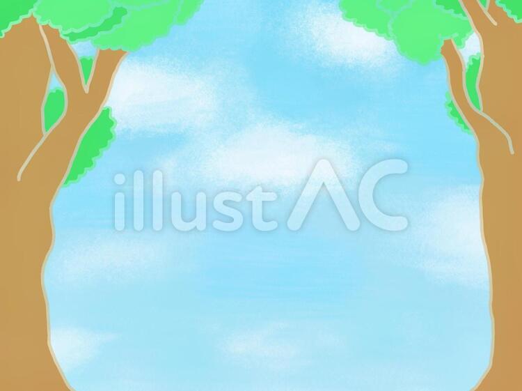  木と青空 メッセージ,テキスト,木のイラスト素材