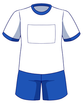 青い体操服のイラスト 服,体操服,衣類,青,半袖,半ズボン,体育,学校,運動,イラストのイラスト素材