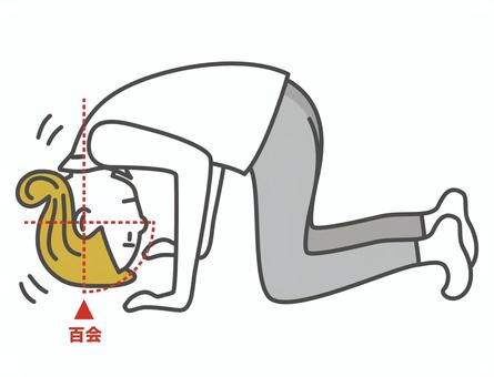 四つん這いで頭頂部のツボを刺激する女性 四つん這いで頭頂部のツボを刺激する女性 四つん這い,女性,頭,頭皮,頭頂部,ツボ,押す,刺激,ヨガ,全身のイラスト素材