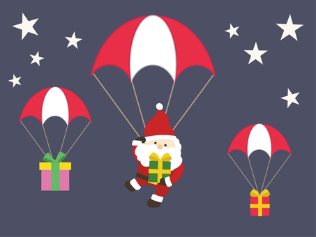 パラシュートで降りてくるサンタクロース