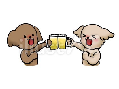 乾杯する犬