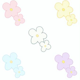 お花色違い5色セット(PNG) 花,花柄,ゆるい,手描き,フリーハンド,シンプル,かわいい,手書き,ラフ,アイコンのイラスト素材